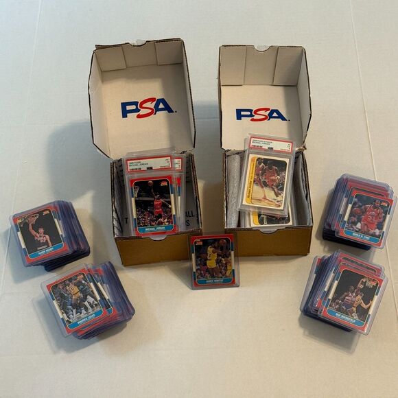 1986-87 FLEER BASKETBALL COMPLETE SET 1-132 11 stickers PSA Jordan Barkley Magic - Picture 1 of 16